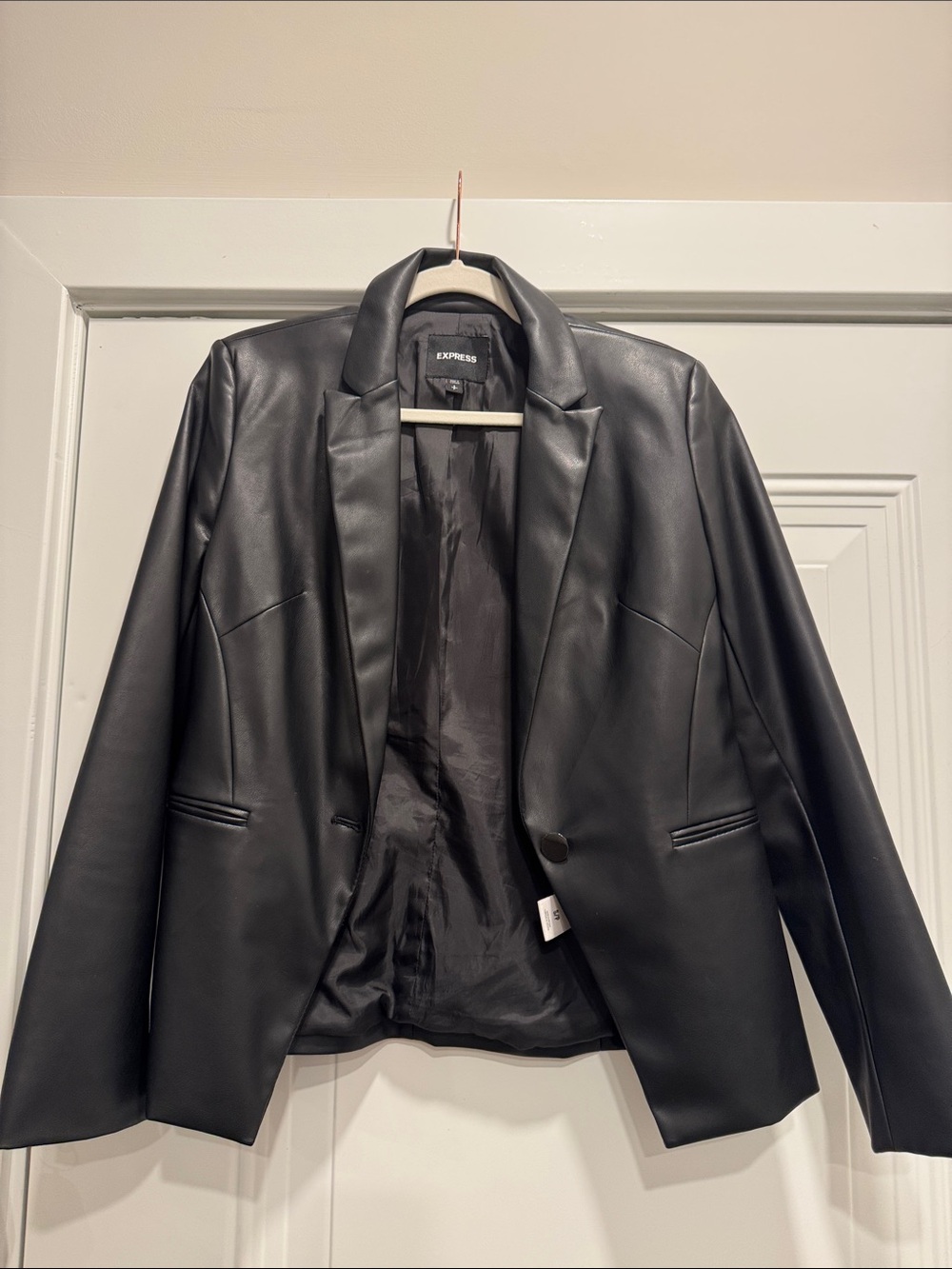 Express Black Faux Leather Blazer Jacket